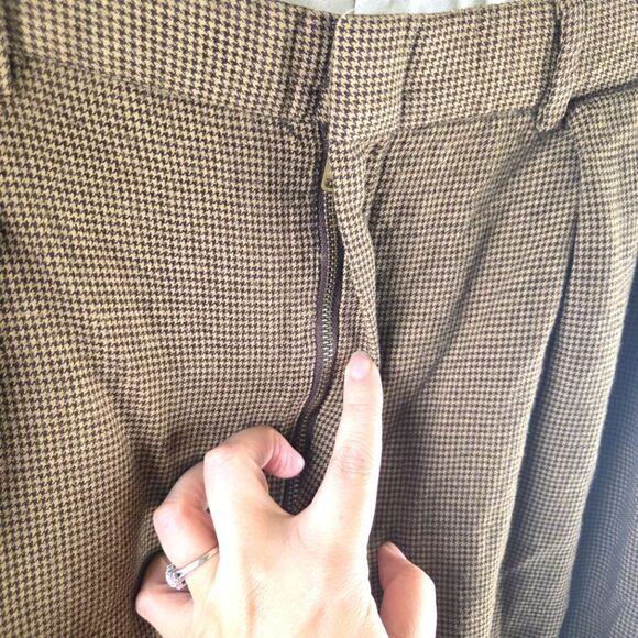 Men's Vintage Polo Ralph Lauren Wool Blend Houndstooth Brown Pants - Picture 6 of 9